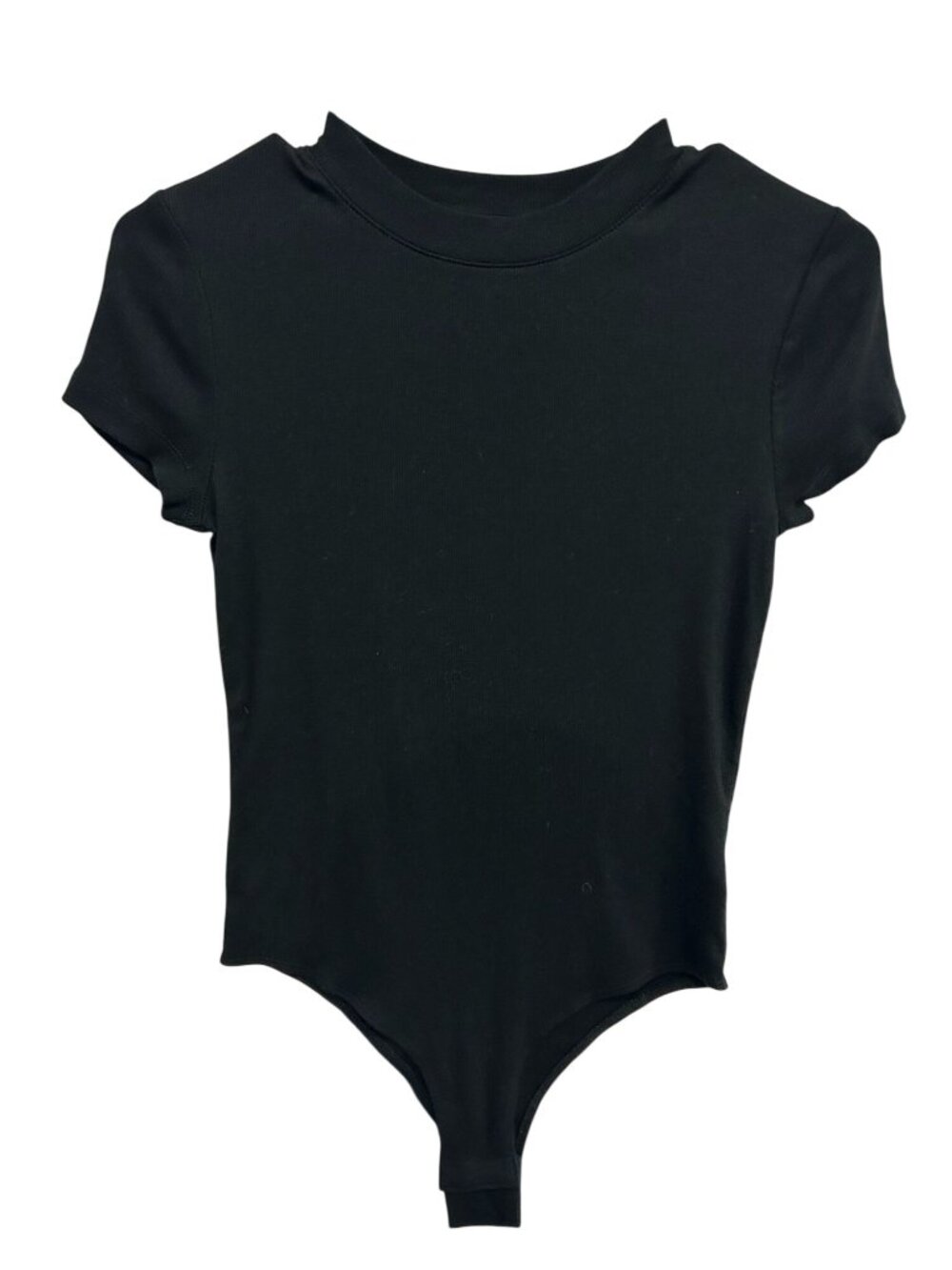 A New Day XS Black Short Sleeve Bodysuit Snap Closure Stretchy Noir Gothic NWT